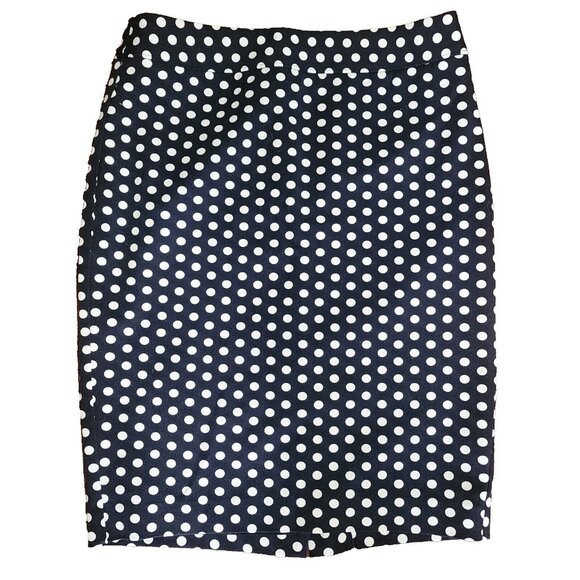 Ann Taylor Loft Skirt Womens Size 4 Black and White Polka Dot Zip Back Pencil - Picture 1 of 4